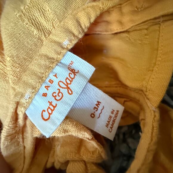 Cat & Jack Baby Girl 0-3 Months Mustard Yellow Romper Jumpsuit Outfit Cotton - Picture 6 of 8